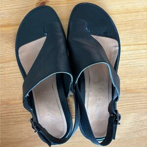 VIONIC BLACK ELLA WOMENS SANDALS, SZ 7, SLINGBACK OPEN TOE PREMUM LEATHER, NWOT